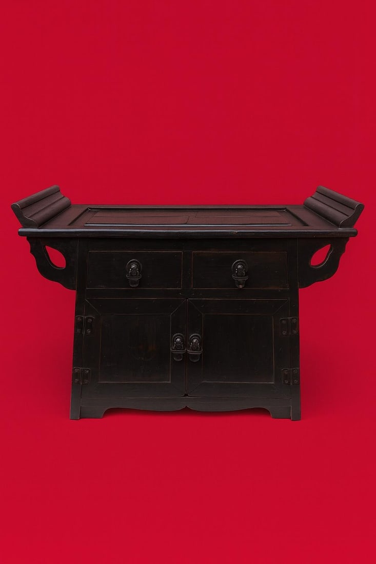 Chinese Antique 19th Century Black Cabinet Qing Dynasty - 2