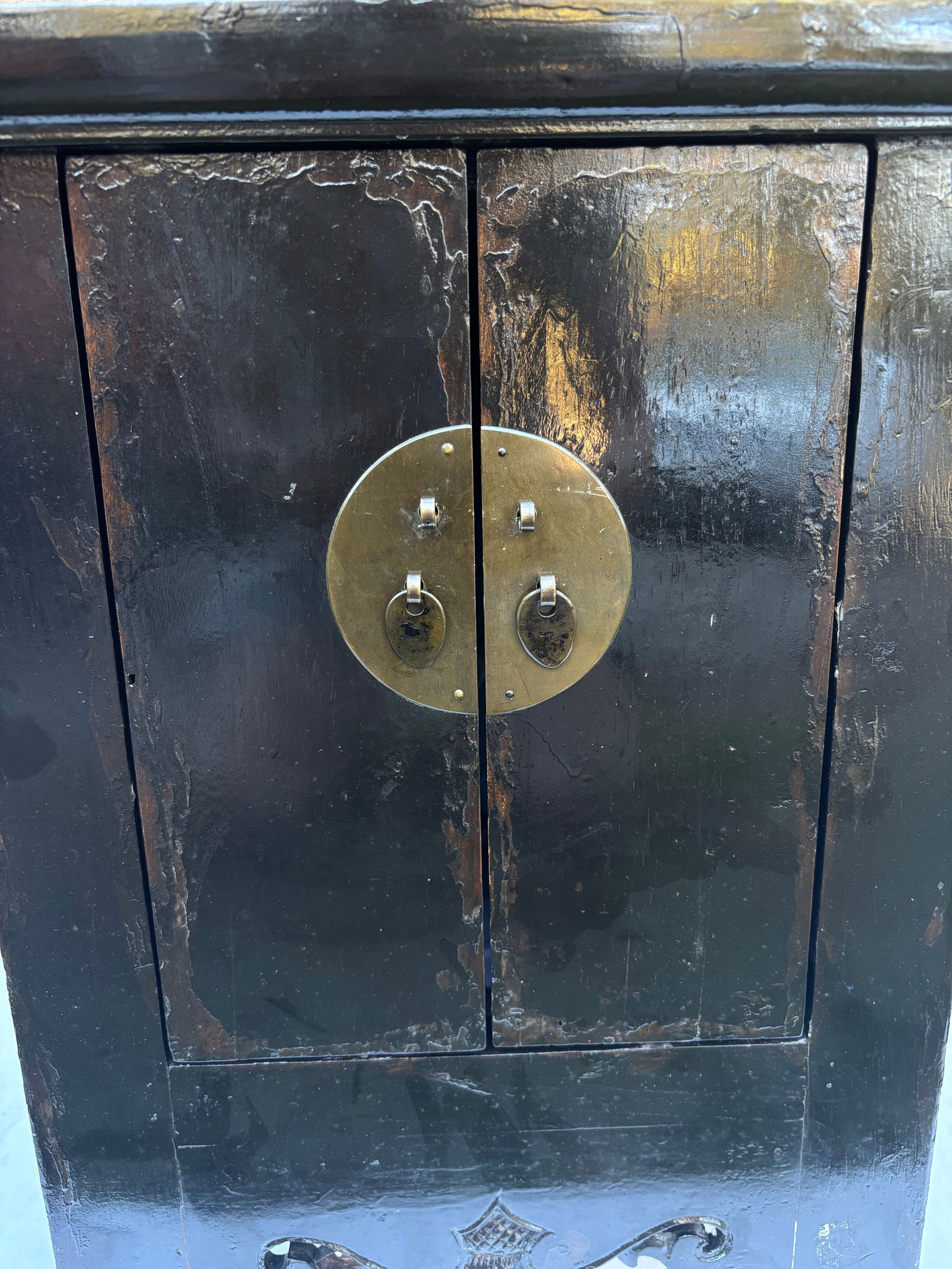Antique 1850s Kang Cabinet Refinished in Black Lacquer, Shanxi Origin With Certificate of Antiquity - 3