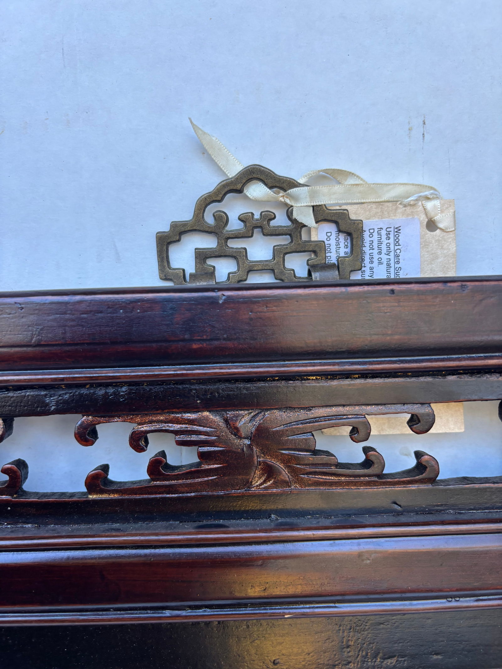 1875 Chinese Hand-Carved Wooden Wall Panels With Gold Accent and Certificate of Antiquity, Pair - 3