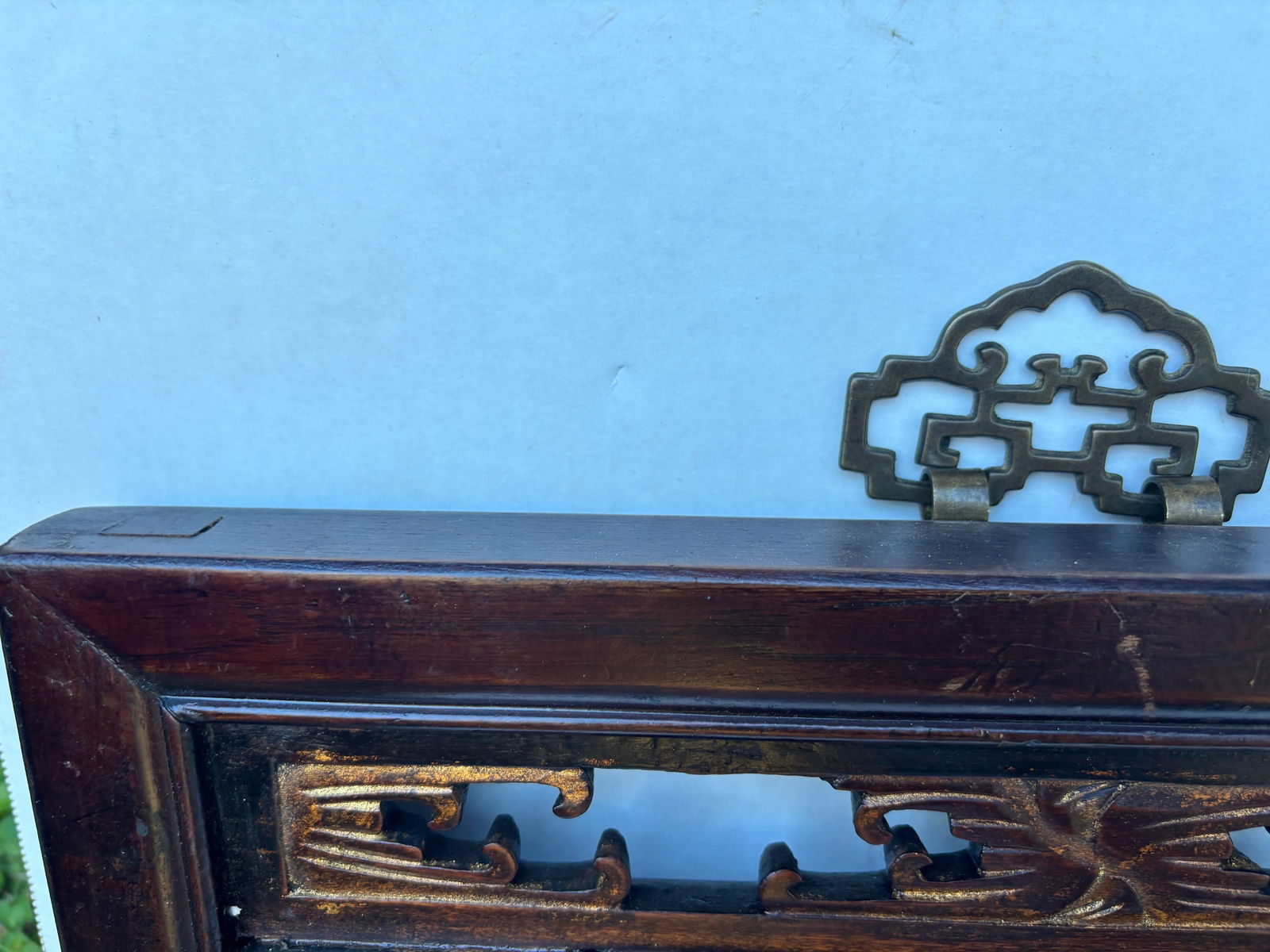 1875 Chinese Hand-Carved Wooden Wall Panels With Gold Accent and Certificate of Antiquity, Pair - 4