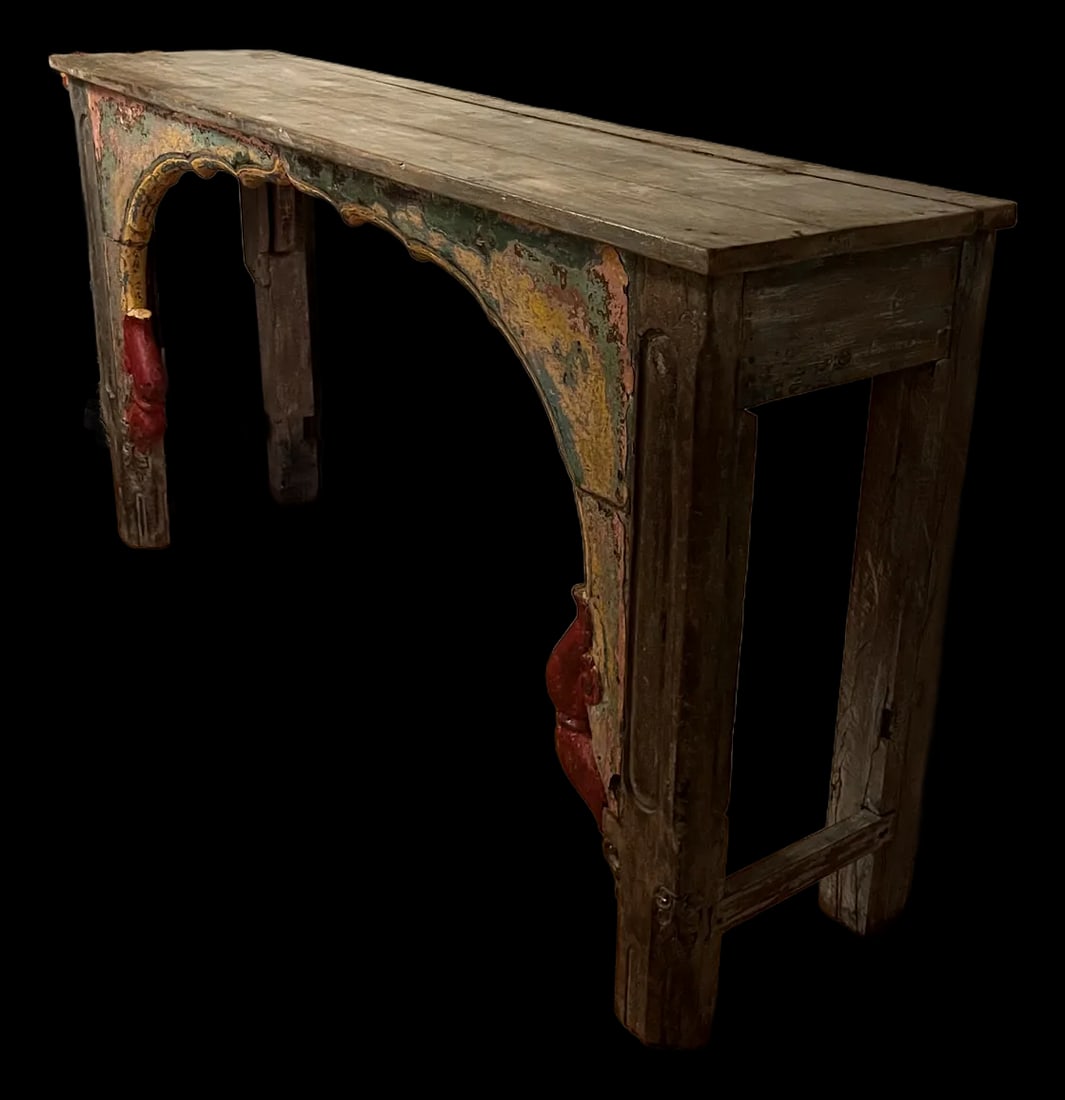 1950s Colorful Vintage Indian Large Entry Table - 2