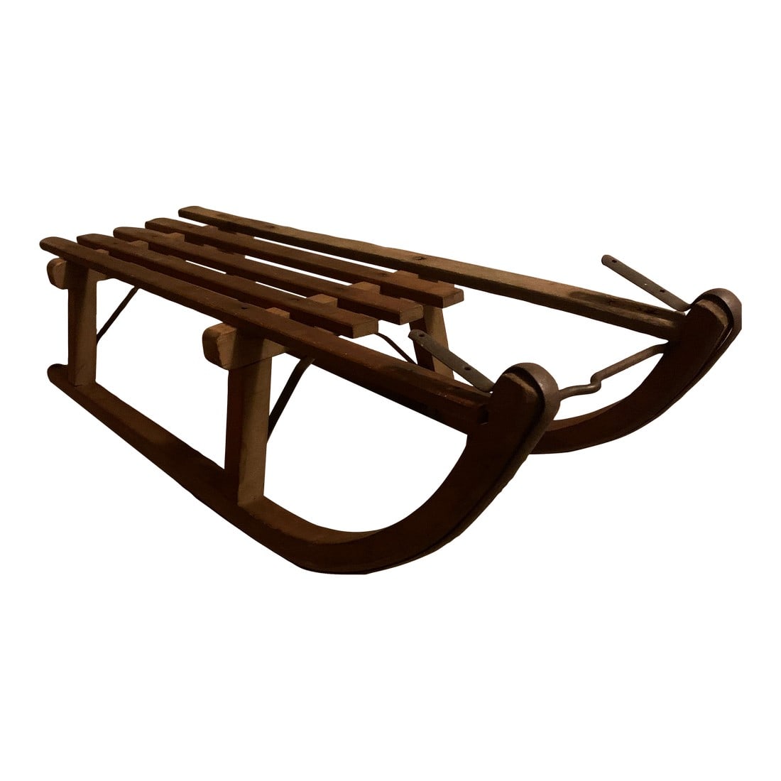 Vintage Wood and Metal Davos Sled: Vintage wood and metal DAVOS sled. This is a great item for winter & holiday decor in a home or retail space. Would also make a unique coffee table for a lodge or ski cabin Condition: Alterations: