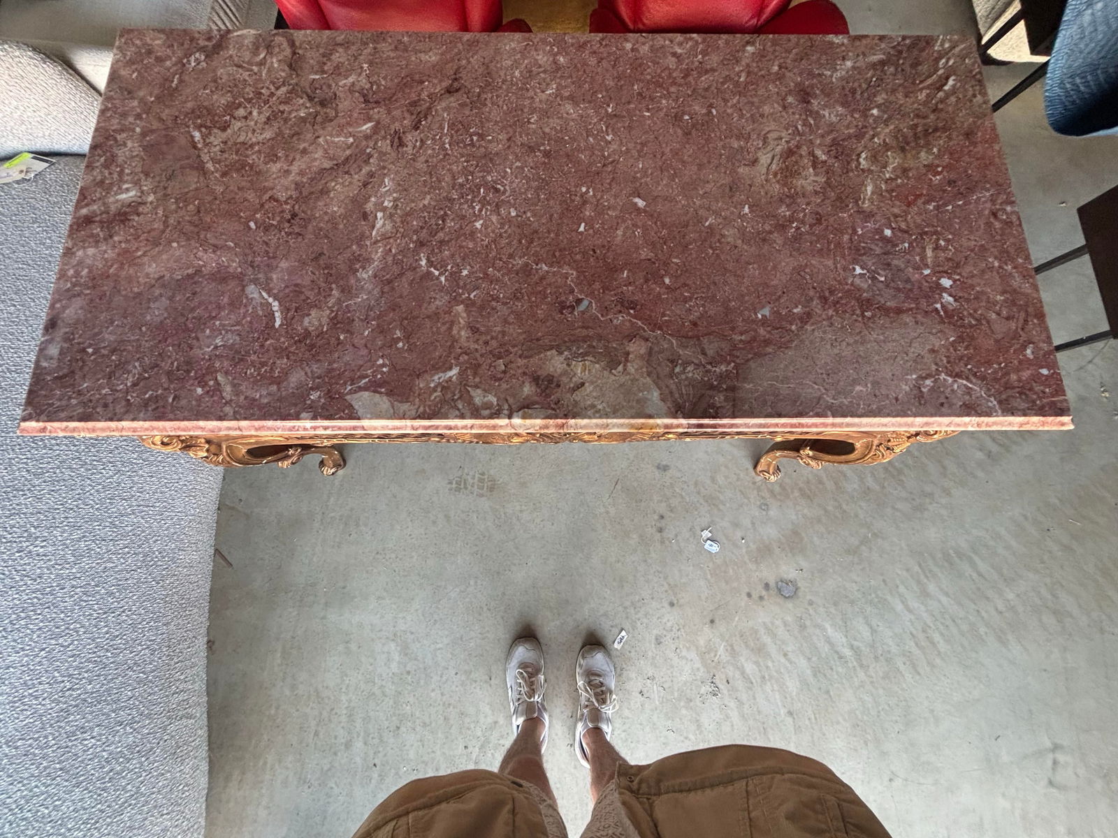 Late 19th Century Louis XIV-style Gilded Wood and Pink Marble Top Console Table - 3