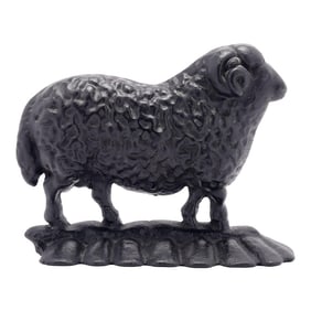 English Victorian Cast Iron Ram Doorstop, C. 1880