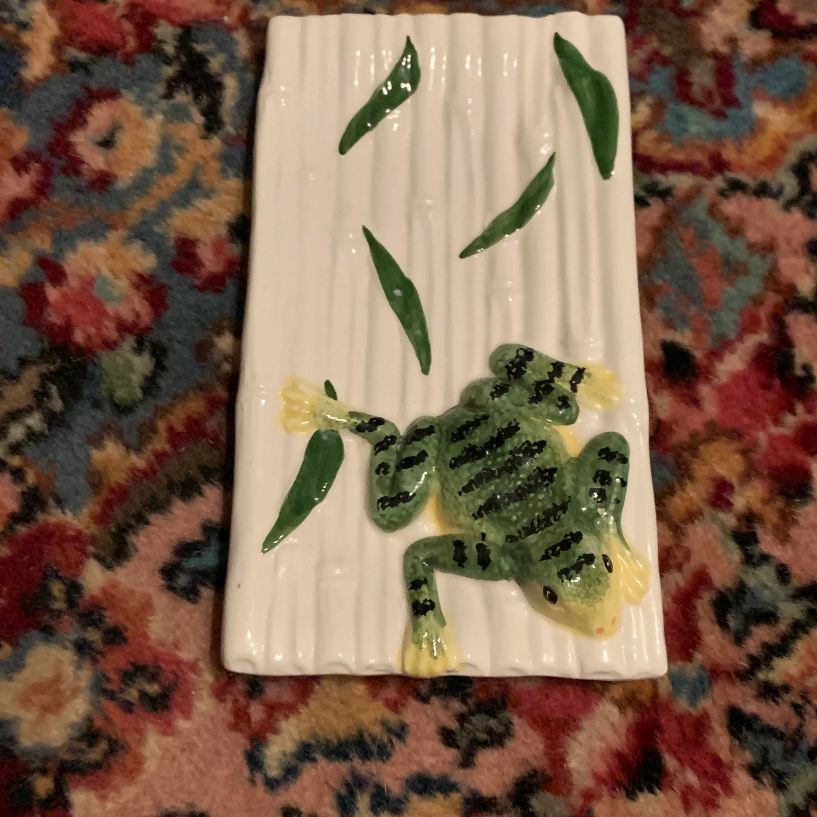 Italian Majolica Vietri Frog and Faux Bois Plate - 12