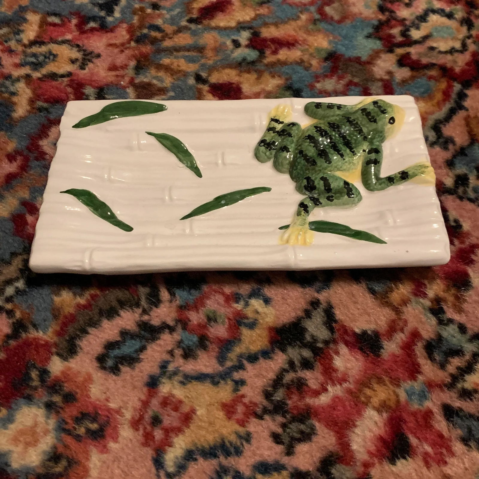 Italian Majolica Vietri Frog and Faux Bois Plate - 3