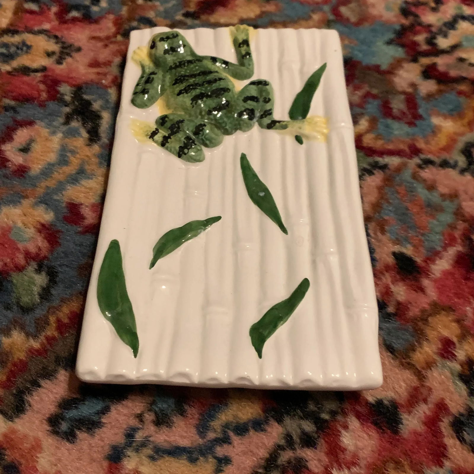 Italian Majolica Vietri Frog and Faux Bois Plate - 4