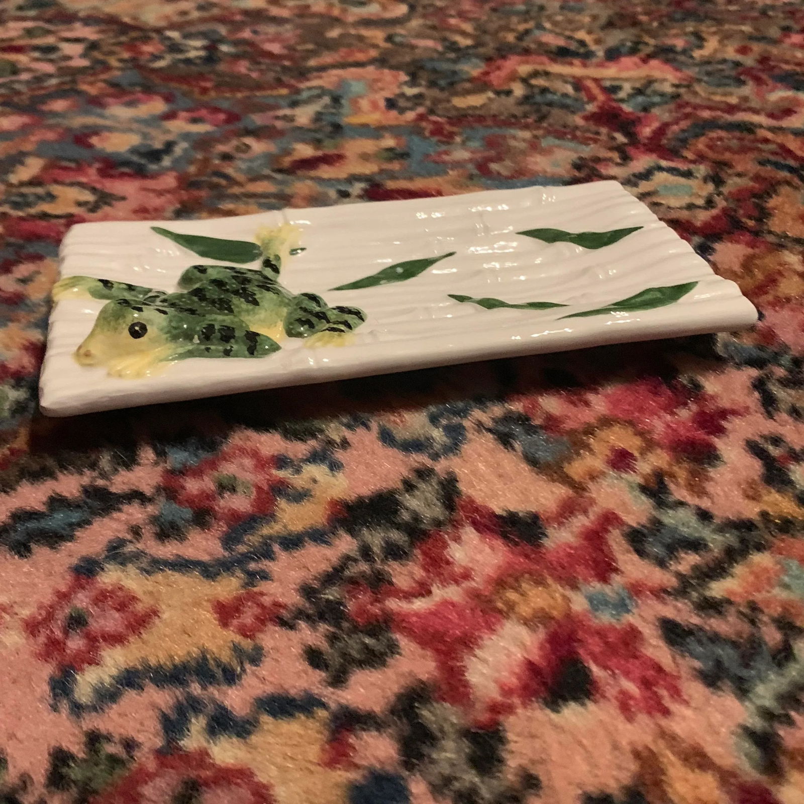 Italian Majolica Vietri Frog and Faux Bois Plate - 7