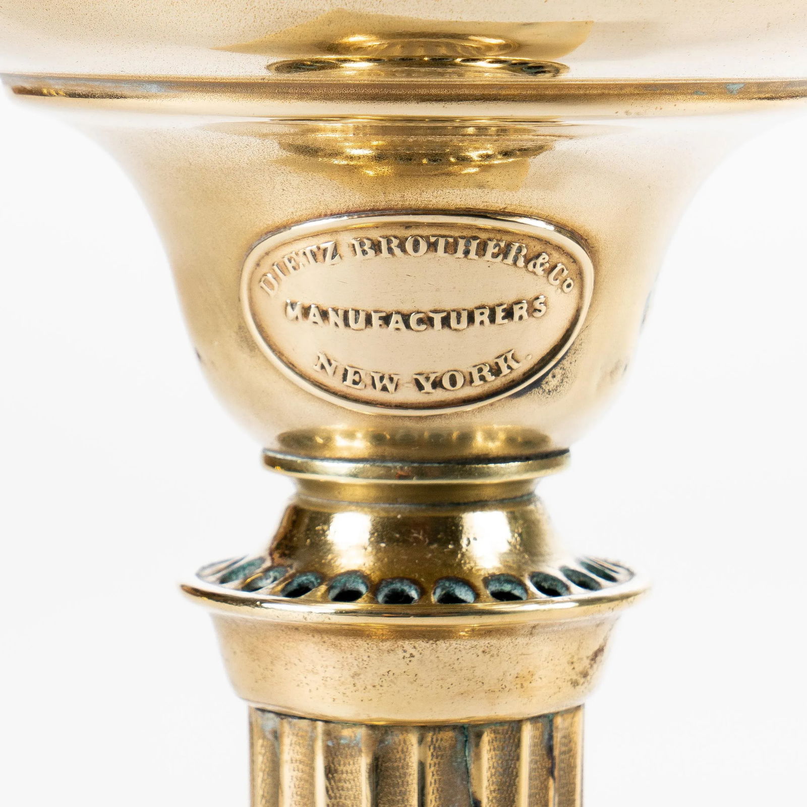 1840 Small Brass Astral Lamp on Square Marble Base by Dietz & Co. - 4