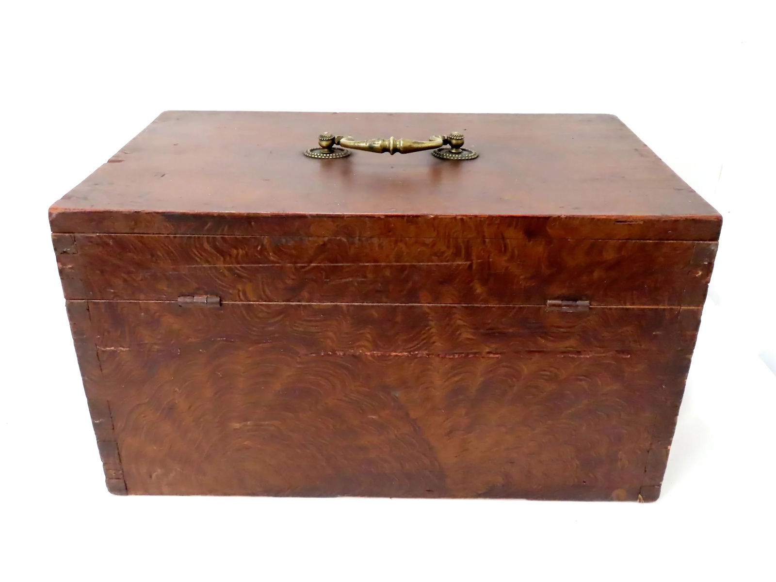 Mid 19th Century Antique Faux Burl Mahogany Grain Painted Document Box - 6
