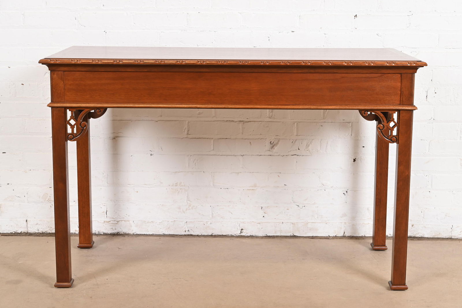 Late 20th Century Baker Furniture Historic Charleston Georgian Carved Mahogany Writing Desk or Conso - 11