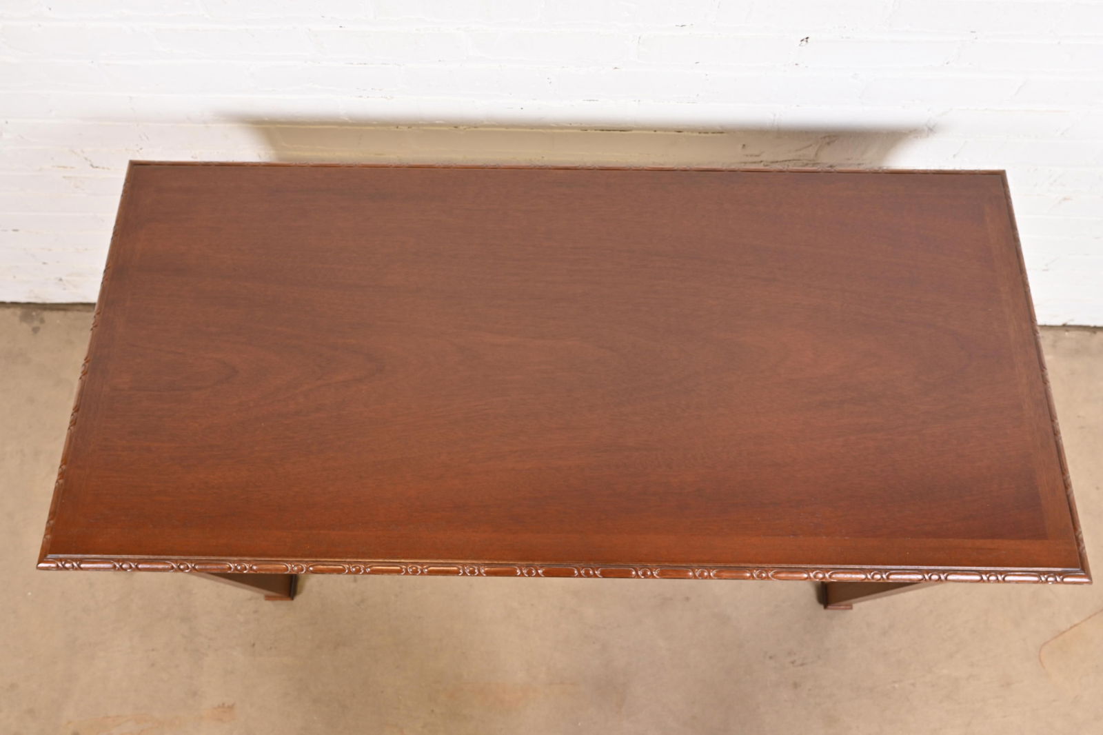 Late 20th Century Baker Furniture Historic Charleston Georgian Carved Mahogany Writing Desk or Conso - 9