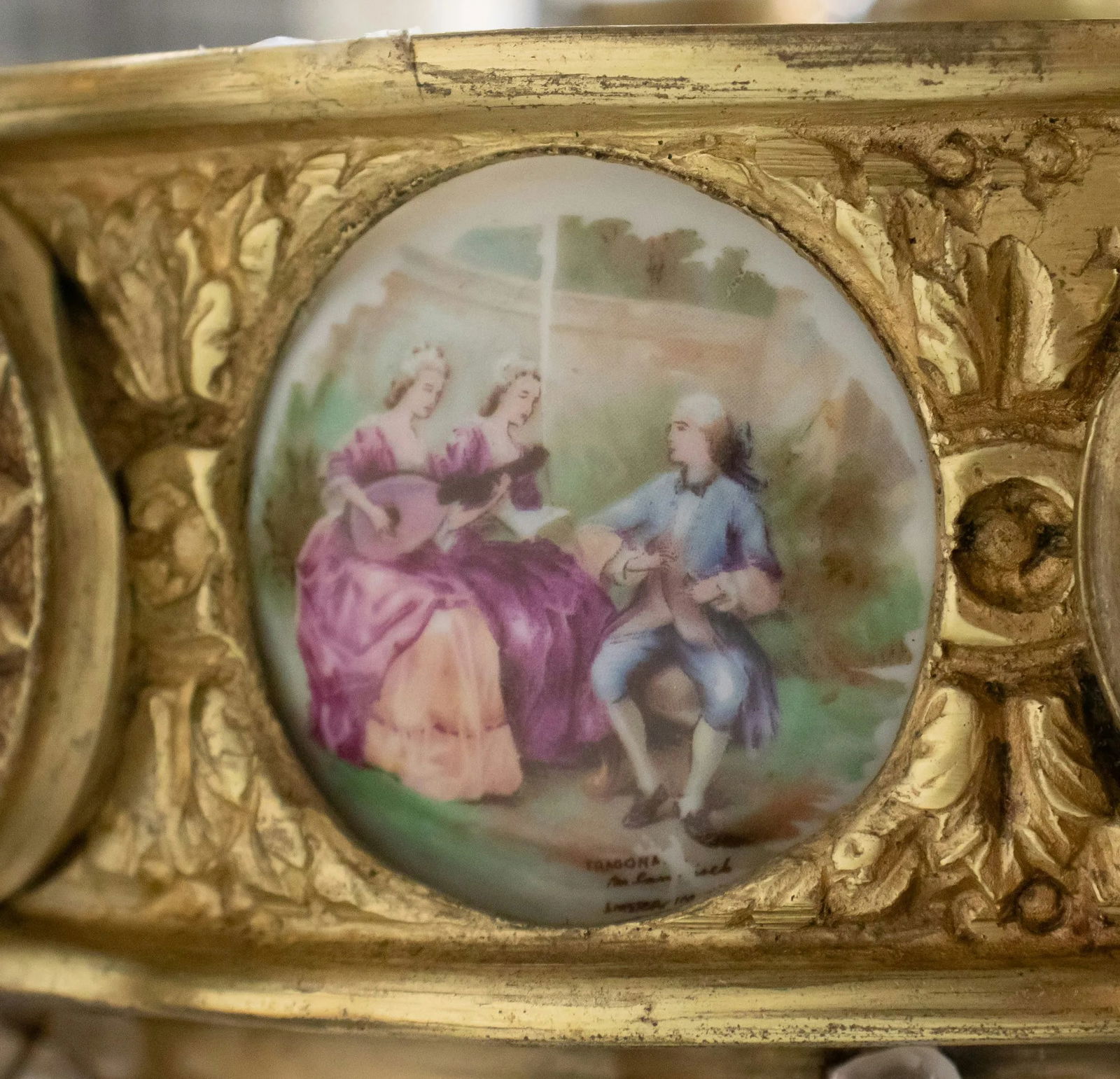 Early 20th Century French Rococo Revival Six Arm Gilt Bronze and Crystal Chandelier With Porcelain P - 14