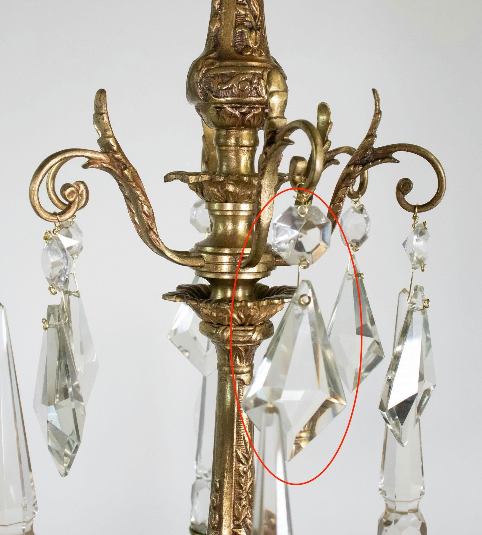 Early 20th Century French Rococo Revival Six Arm Gilt Bronze and Crystal Chandelier With Porcelain P - 4