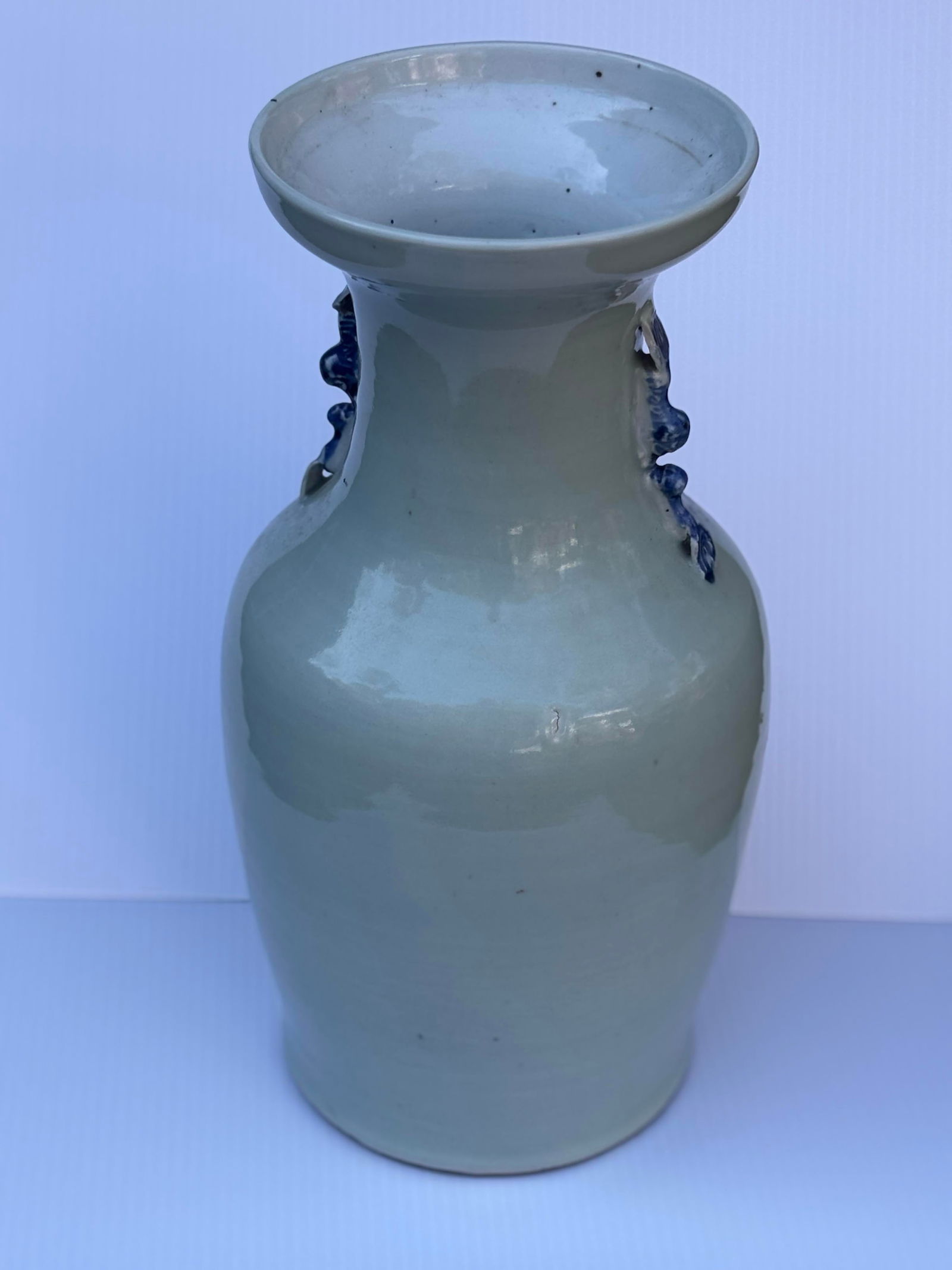 Blue Chinoiserie Vase With Foo Dogs - 5