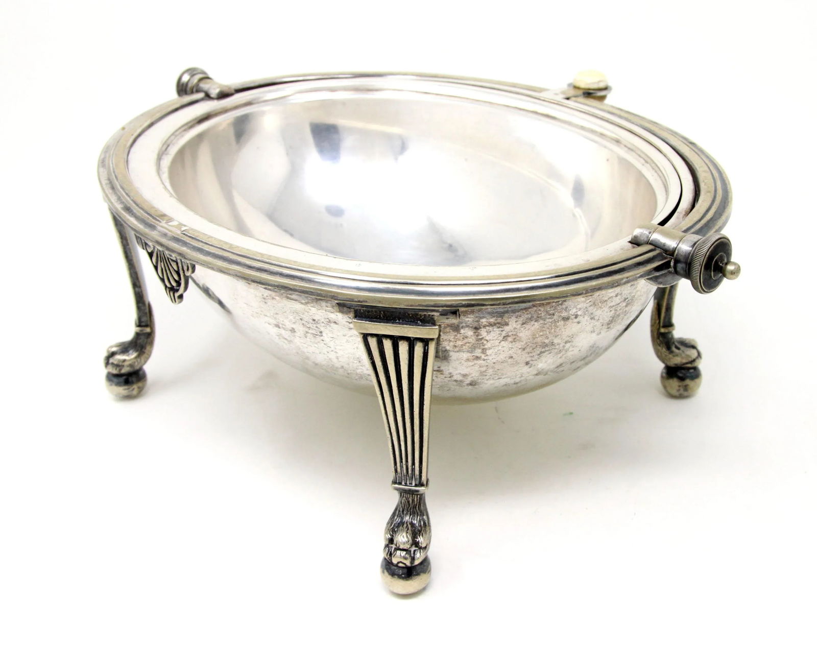 Antique English Silverplate Domed Lidded Server With Lion Paw Feet - 8