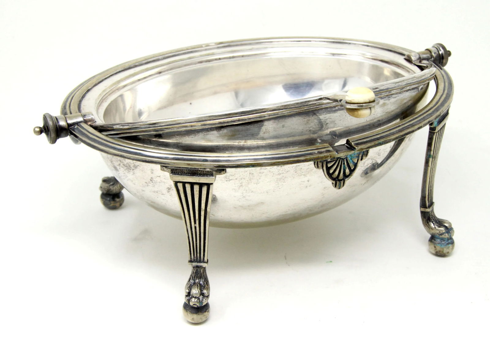 Antique English Silverplate Domed Lidded Server With Lion Paw Feet - 9