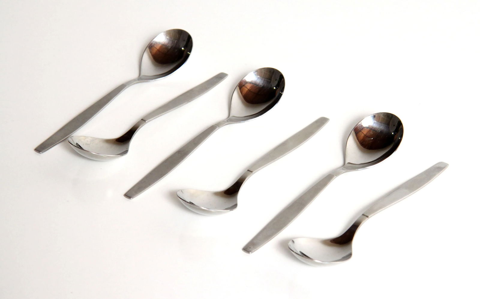 Mid Century Modern Stainless Steel Teaspoons / Soup Spoons - Set of 6 - 3