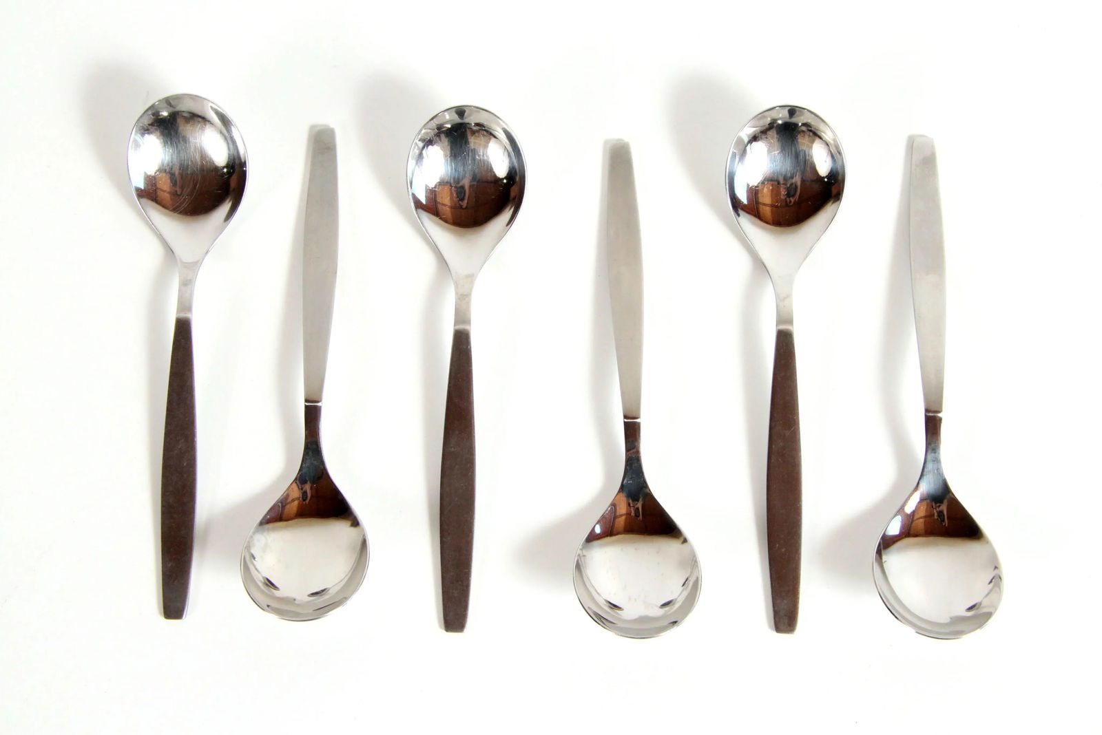 Mid Century Modern Stainless Steel Teaspoons / Soup Spoons - Set of 6 - 6