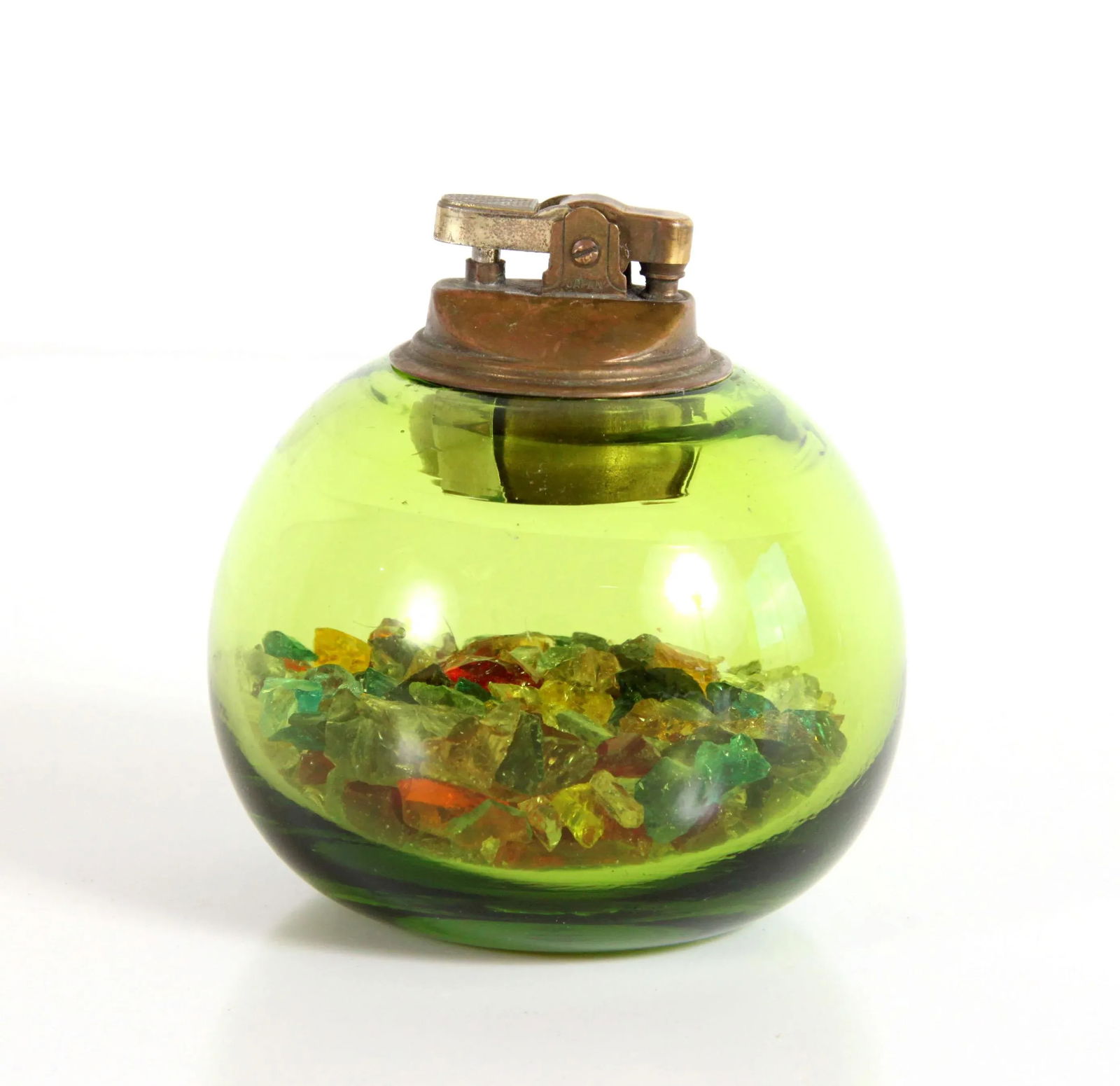 Vintage Mid Century Modern Green Art Glass Table Lighter - 2