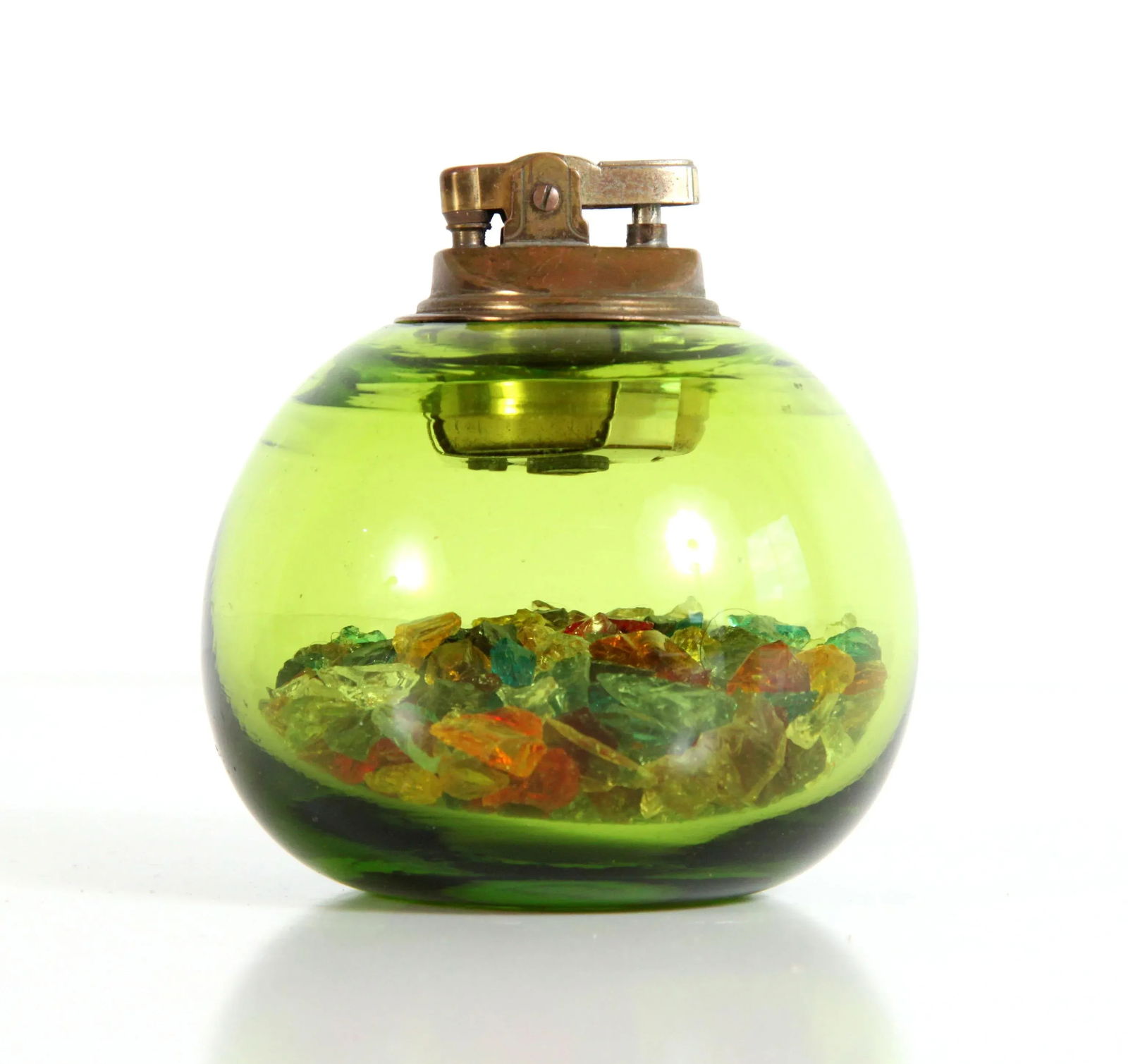 Vintage Mid Century Modern Green Art Glass Table Lighter - 6