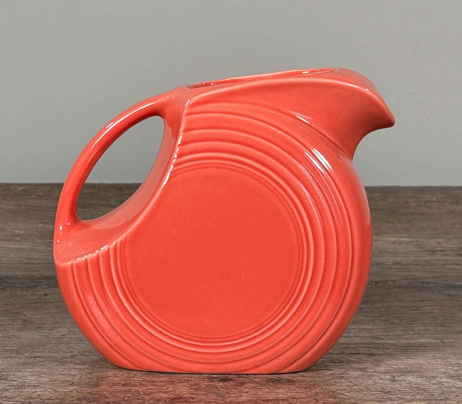 Vintage Fiesta Ware Disc Pitcher in Red Persimmon Glaze by Homer Laughlin - 2