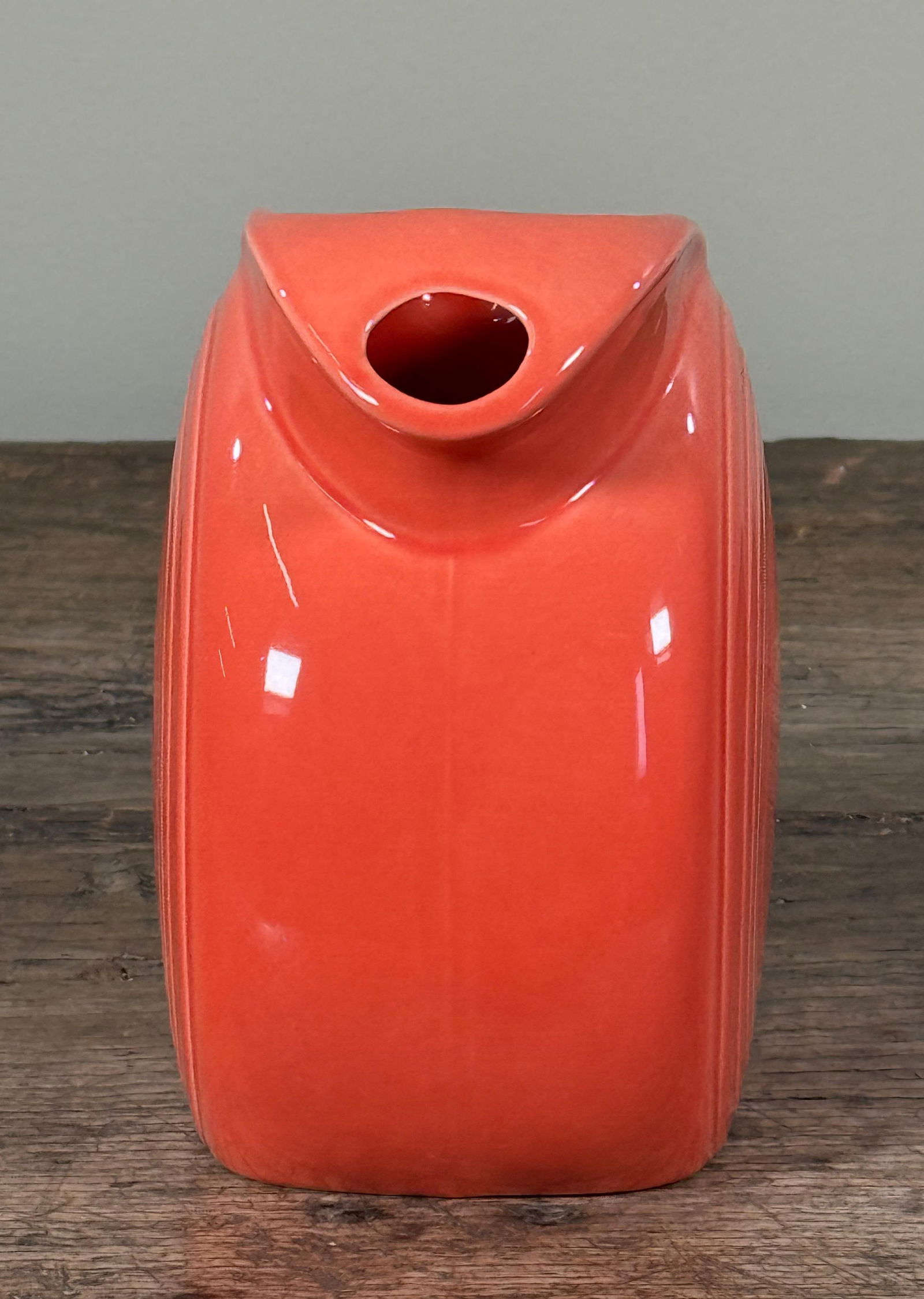 Vintage Fiesta Ware Disc Pitcher in Red Persimmon Glaze by Homer Laughlin - 3