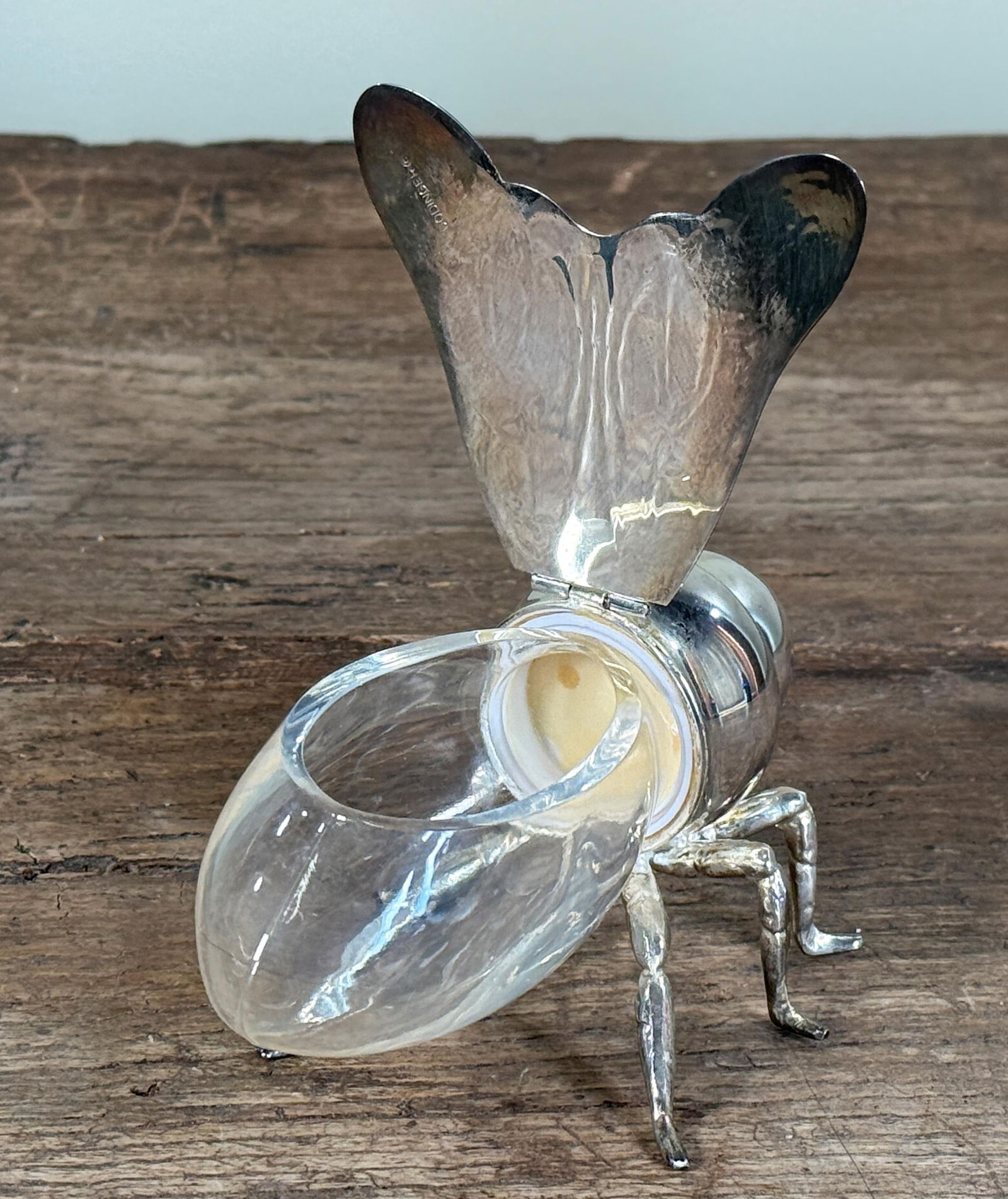 Godinger Silverplate Bee Trinket Box With Glass Body Hinged Wings - 7