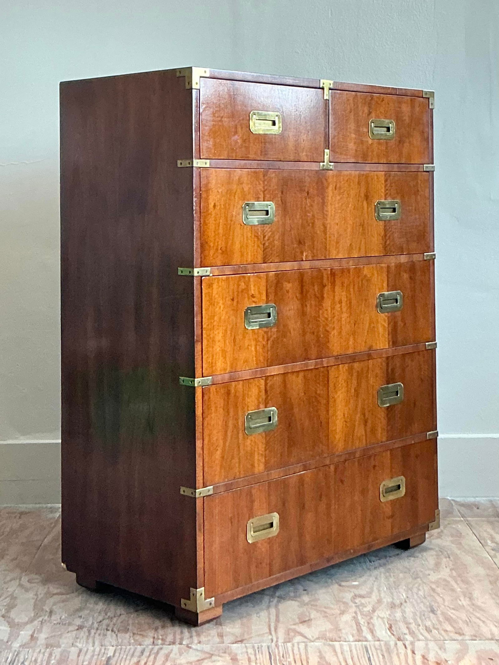 Vintage Boho Henredon Campaign Tall Chest of Drawers - 3