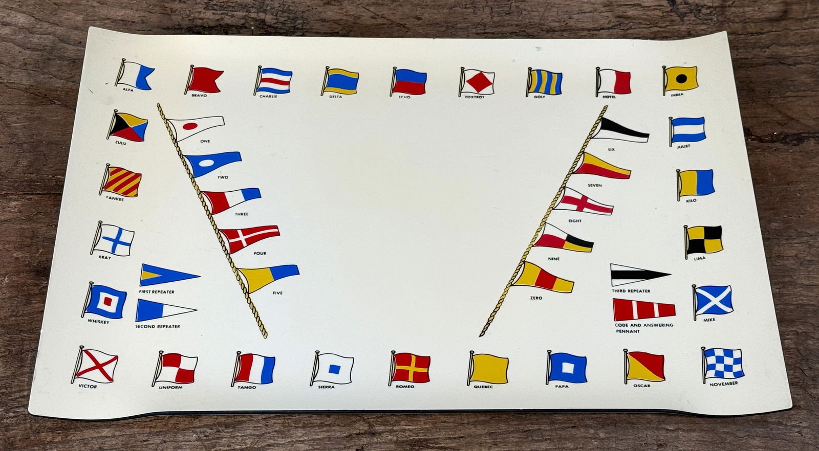 Vintage Nautical Signal Flags Plastic Serving Tray Barware - 3