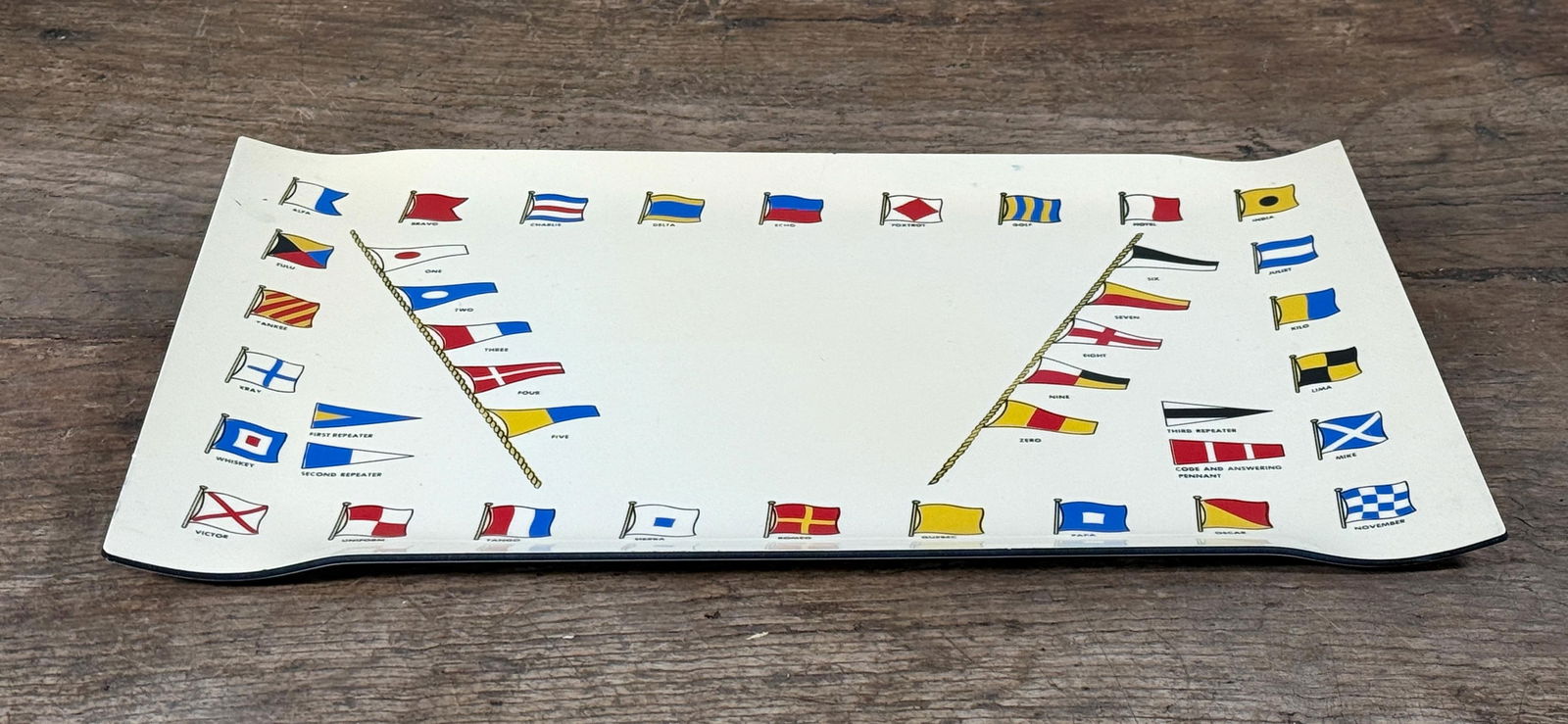 Vintage Nautical Signal Flags Plastic Serving Tray Barware - 5