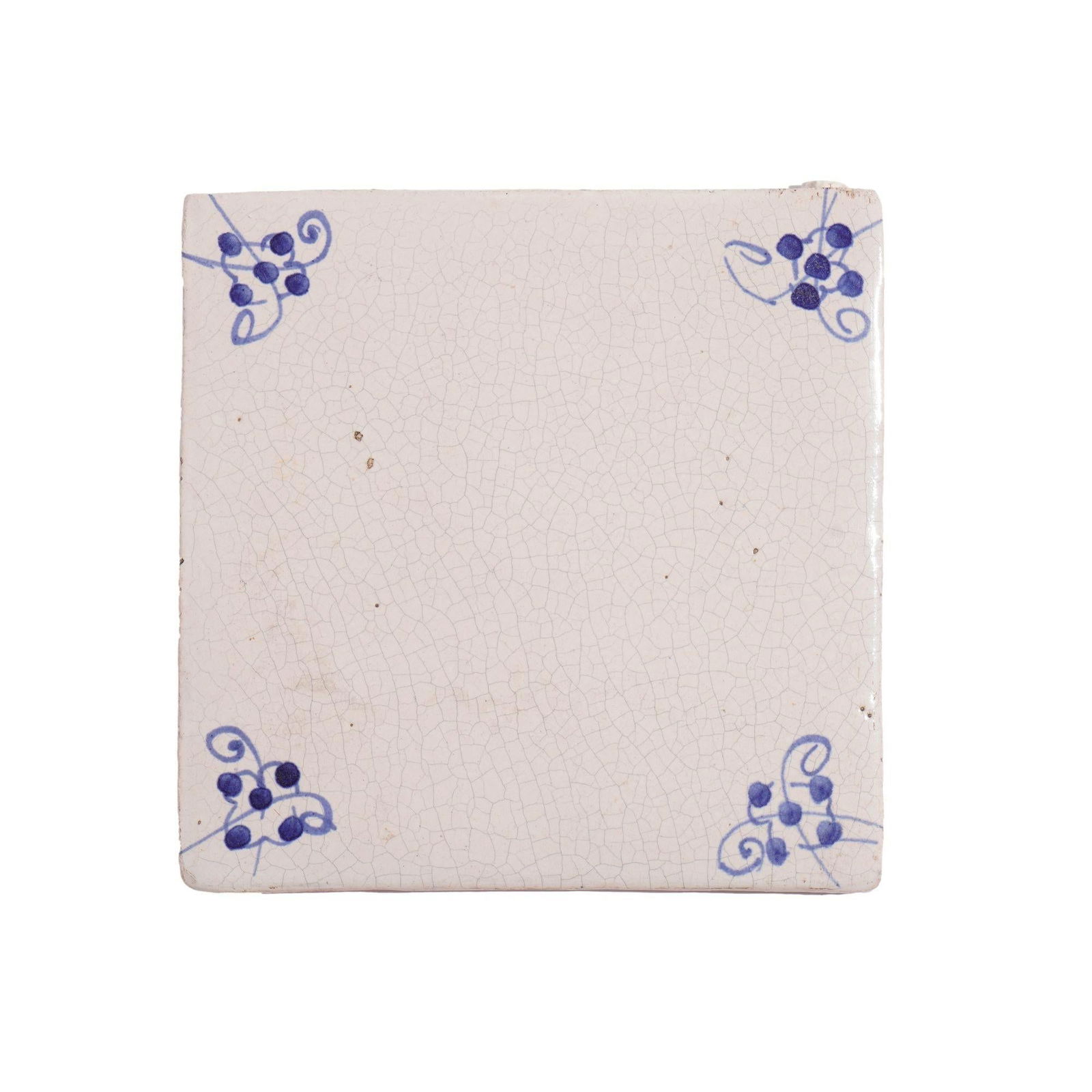 Set of 3 Delft Tiles With Cobalt Spider Corners, C. 1700 - 5
