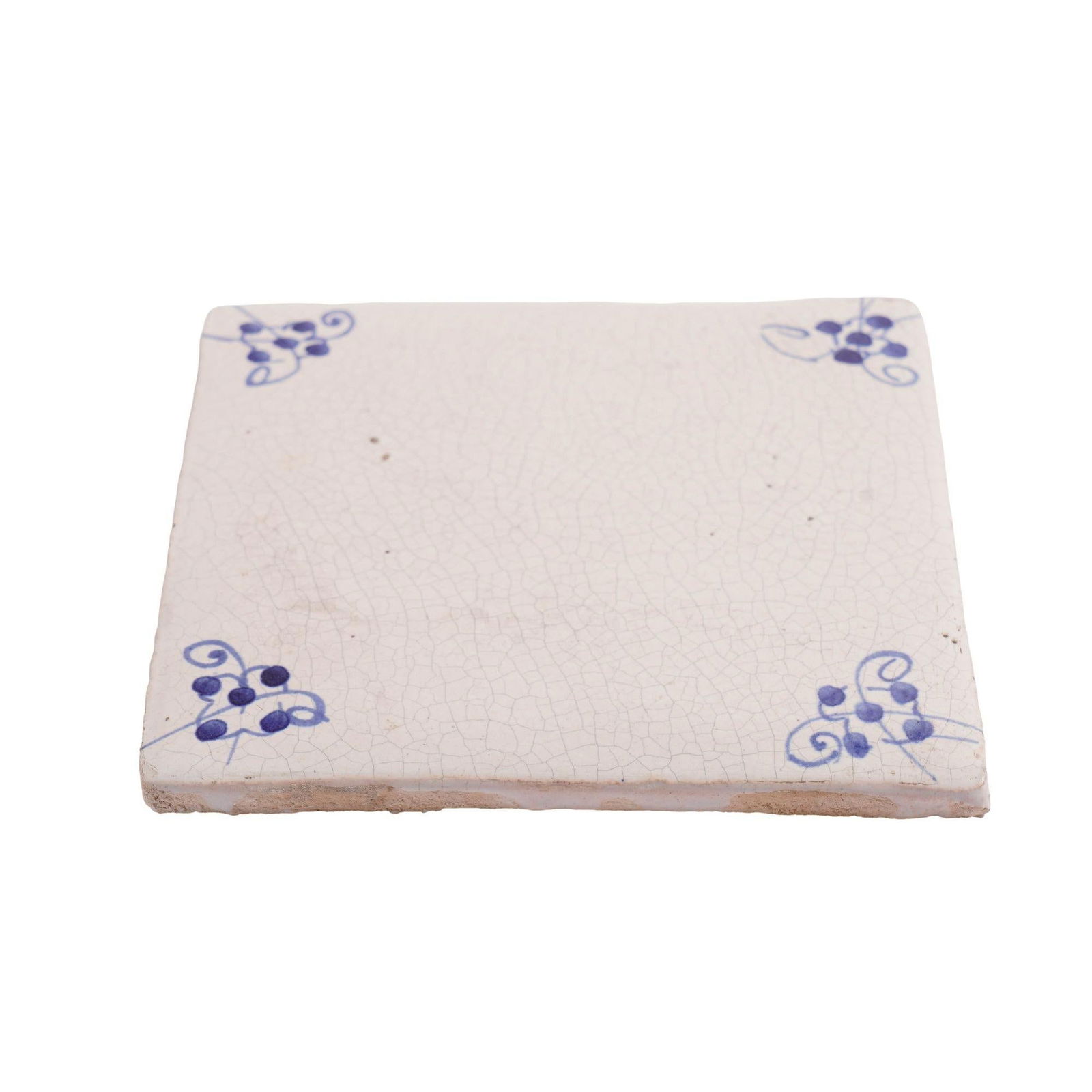 Set of 3 Delft Tiles With Cobalt Spider Corners, C. 1700 - 6