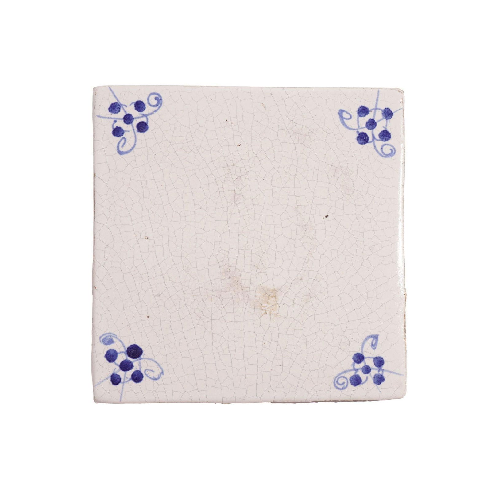 Set of 3 Delft Tiles With Cobalt Spider Corners, C. 1700 - 8