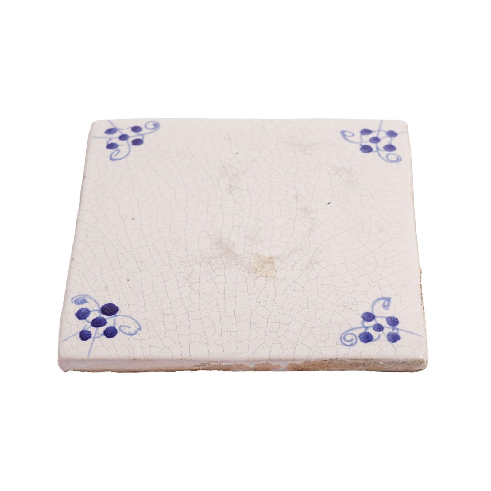 Set of 3 Delft Tiles With Cobalt Spider Corners, C. 1700 - 9