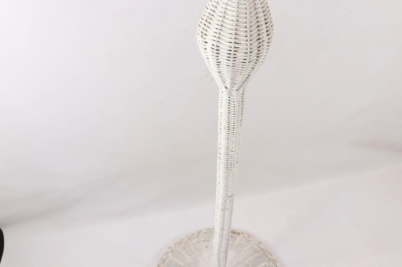 Vintage 1970s Mid Century Modern Tall Light White Rattan Wicker Floor Lamp - 5