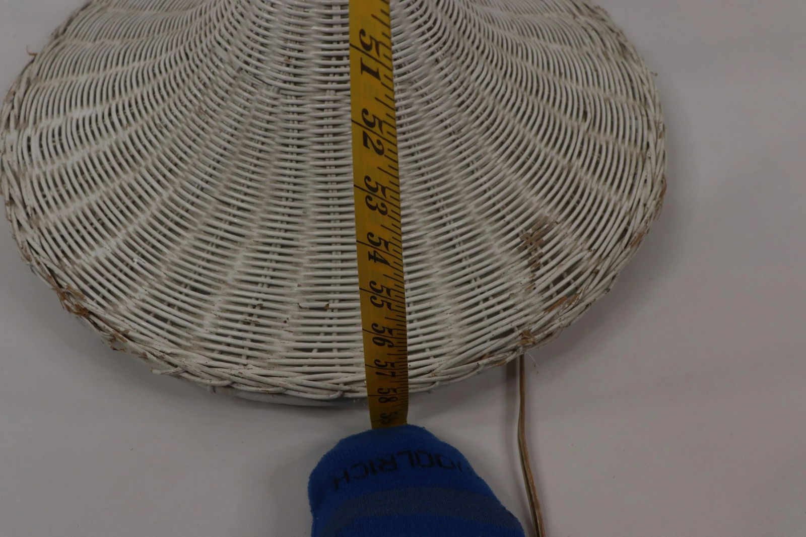 Vintage 1970s Mid Century Modern Tall Light White Rattan Wicker Floor Lamp - 6