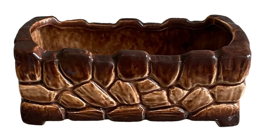 Vintage McCoy Brown Brick Planter