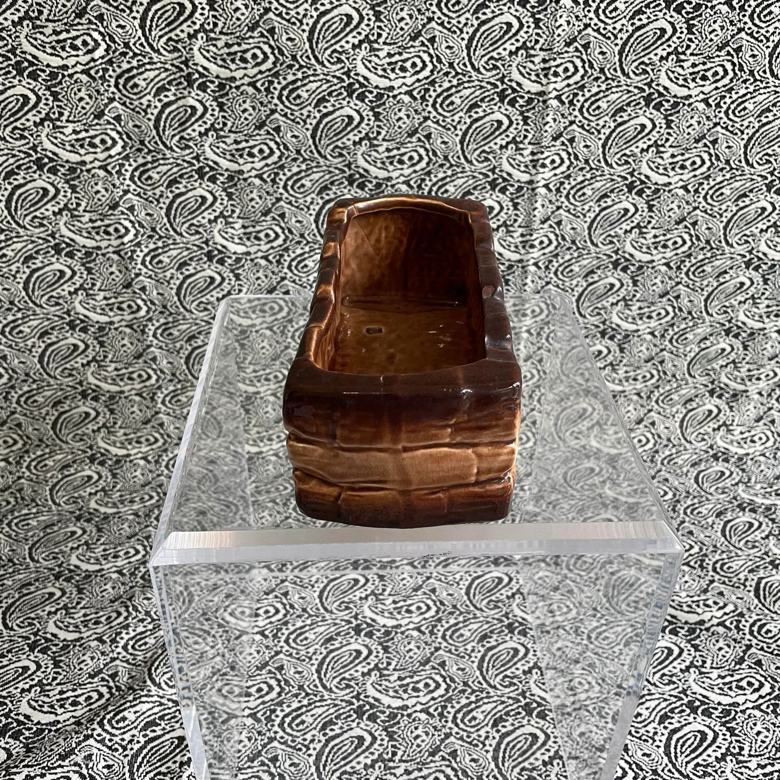 Vintage McCoy Brown Brick Planter - 2