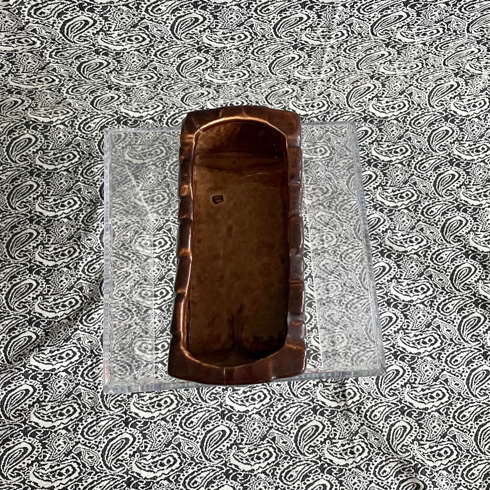 Vintage McCoy Brown Brick Planter - 4