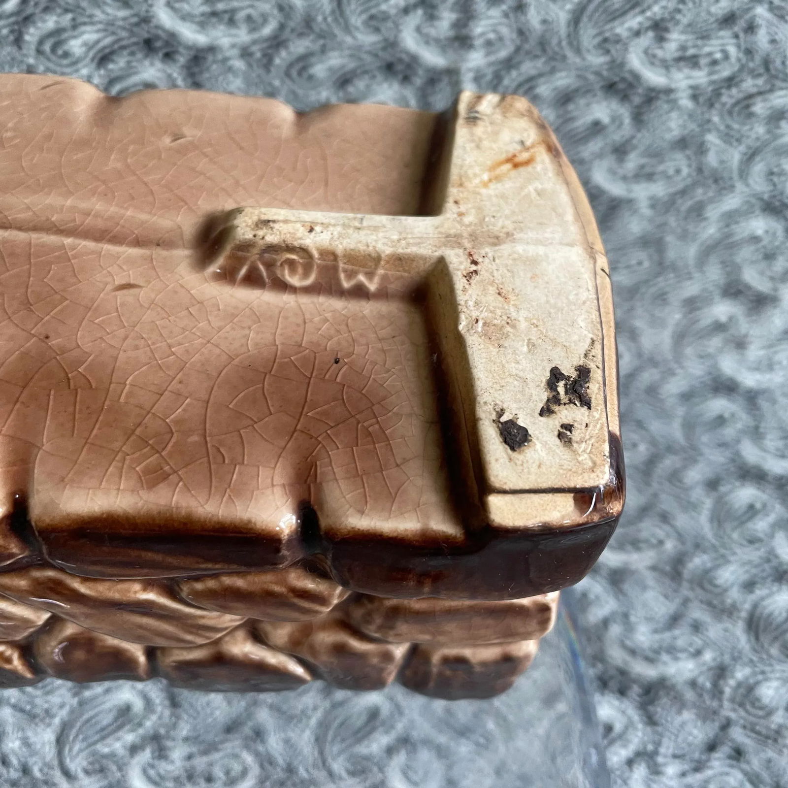 Vintage McCoy Brown Brick Planter - 7