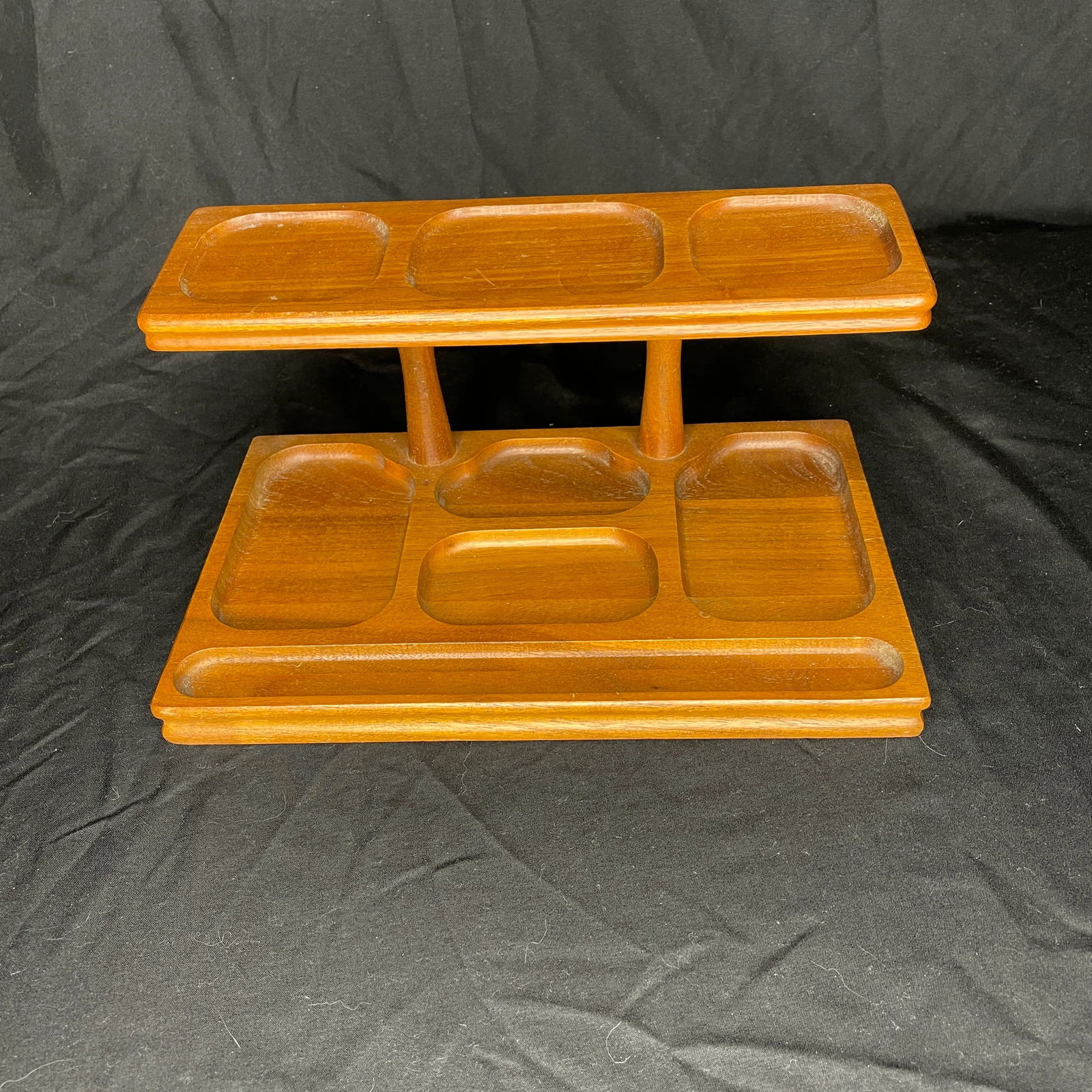 Vintage Walnut Two Tiered Valet - 2