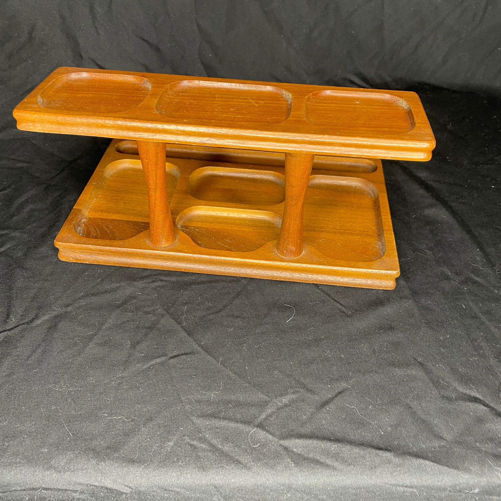 Vintage Walnut Two Tiered Valet - 5