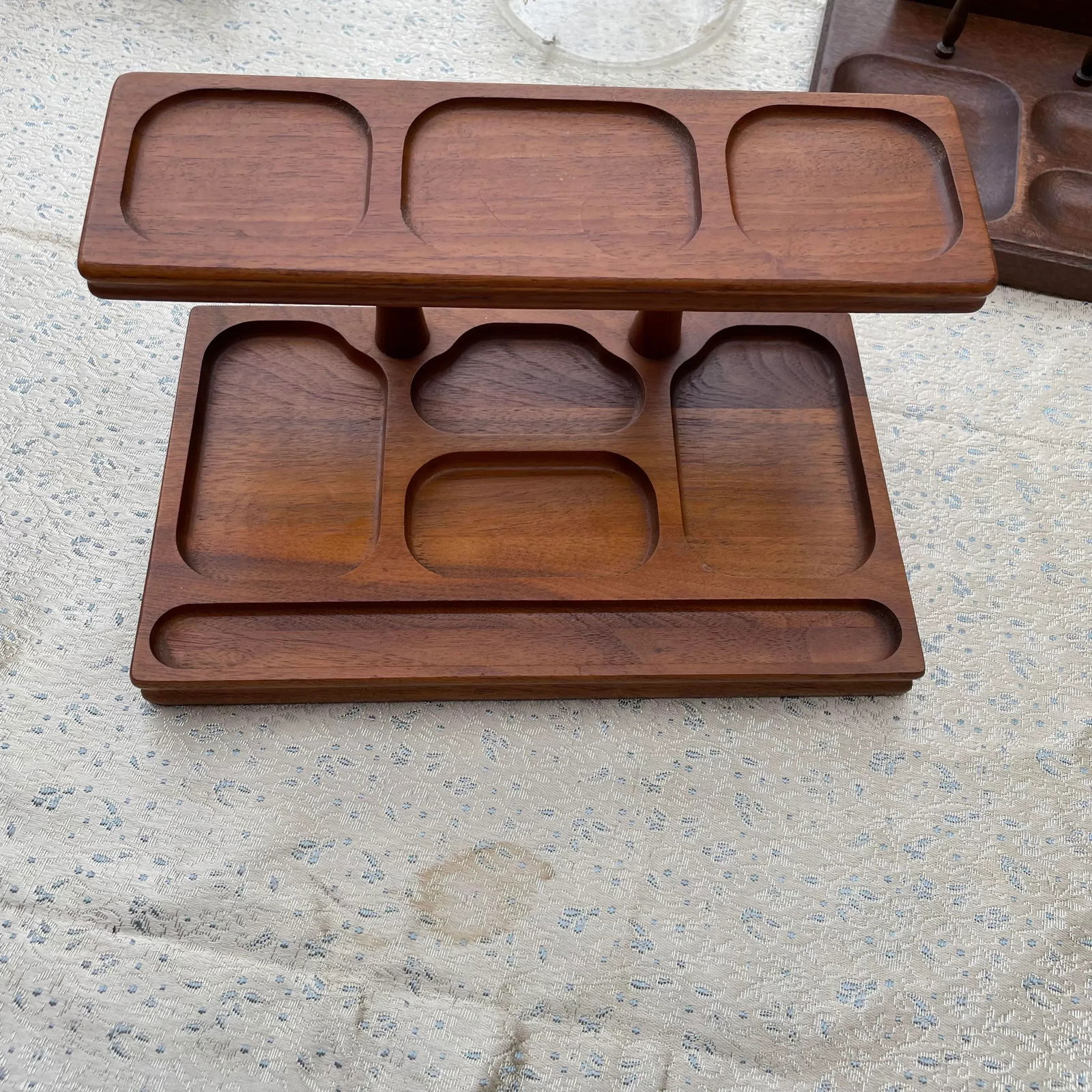 Vintage Walnut Two Tiered Valet - 7