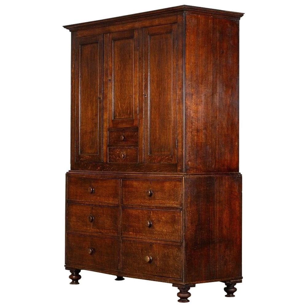 Large Georgian English Oak Linen Press Cupboard, 1820s - 15