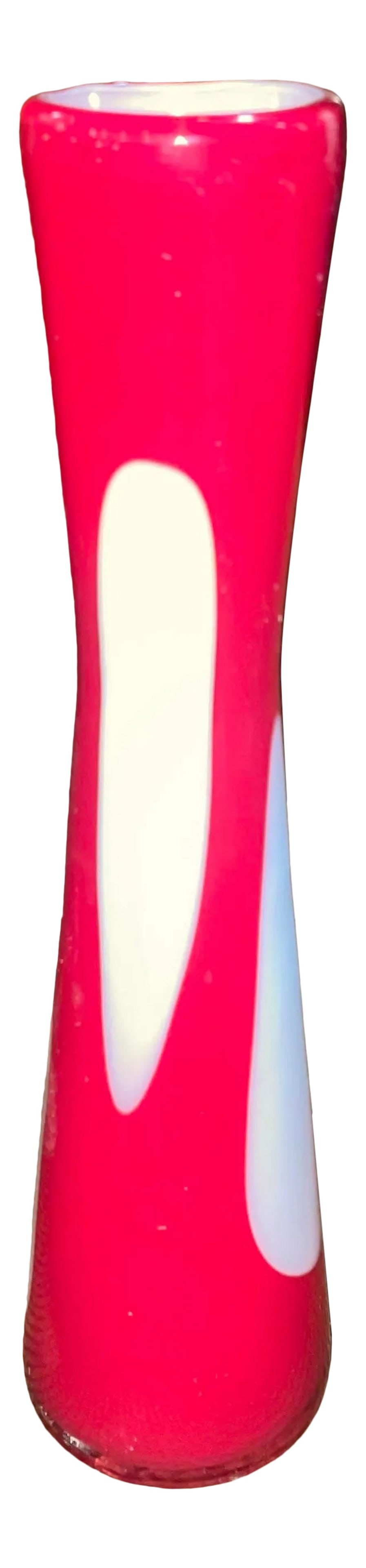 Mid Century Modern Red and White Pop Art Studio Vase: Murano Vase in excellent condition. Red and white cased glass. Condition: Alterations: Original Condition Unaltered Imperfections: Some Imperfections Condition Notes: There is a dull spot along the