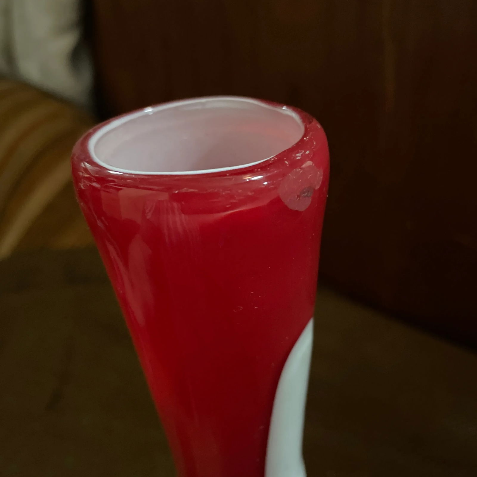 Mid Century Modern Red and White Pop Art Studio Vase - 5