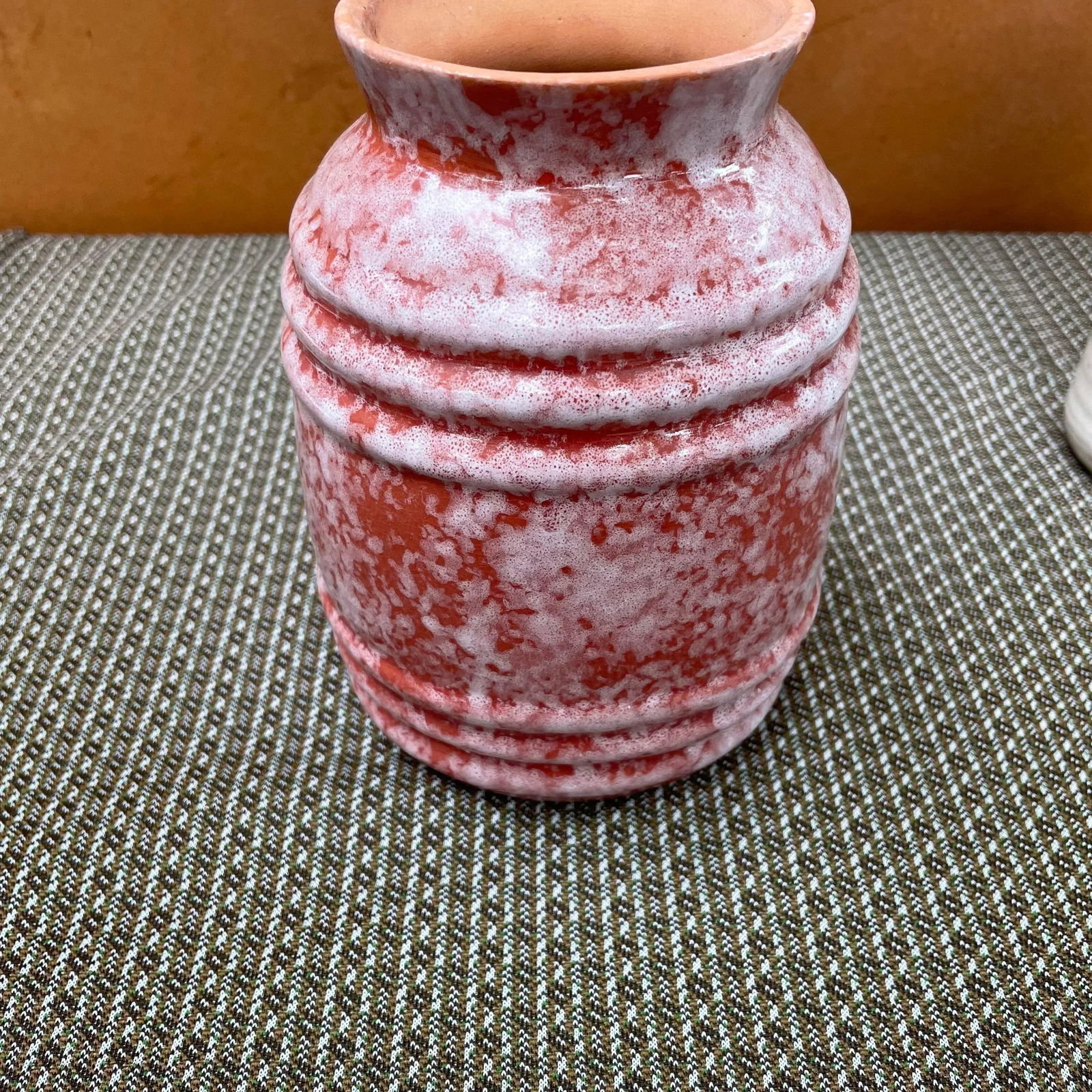 Vintage White and Brick Red Glazed Terracotta Pottery - 3