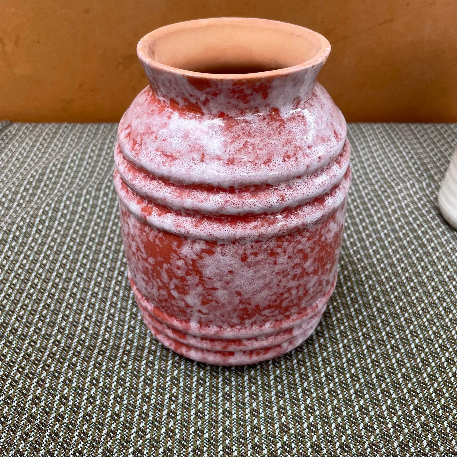 Vintage White and Brick Red Glazed Terracotta Pottery - 4