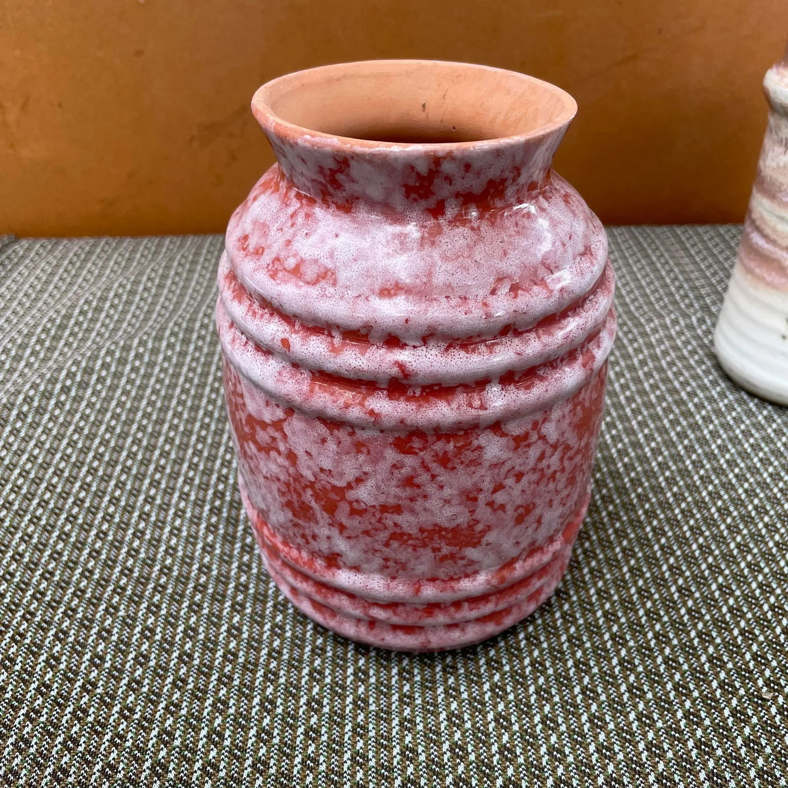Vintage White and Brick Red Glazed Terracotta Pottery - 5